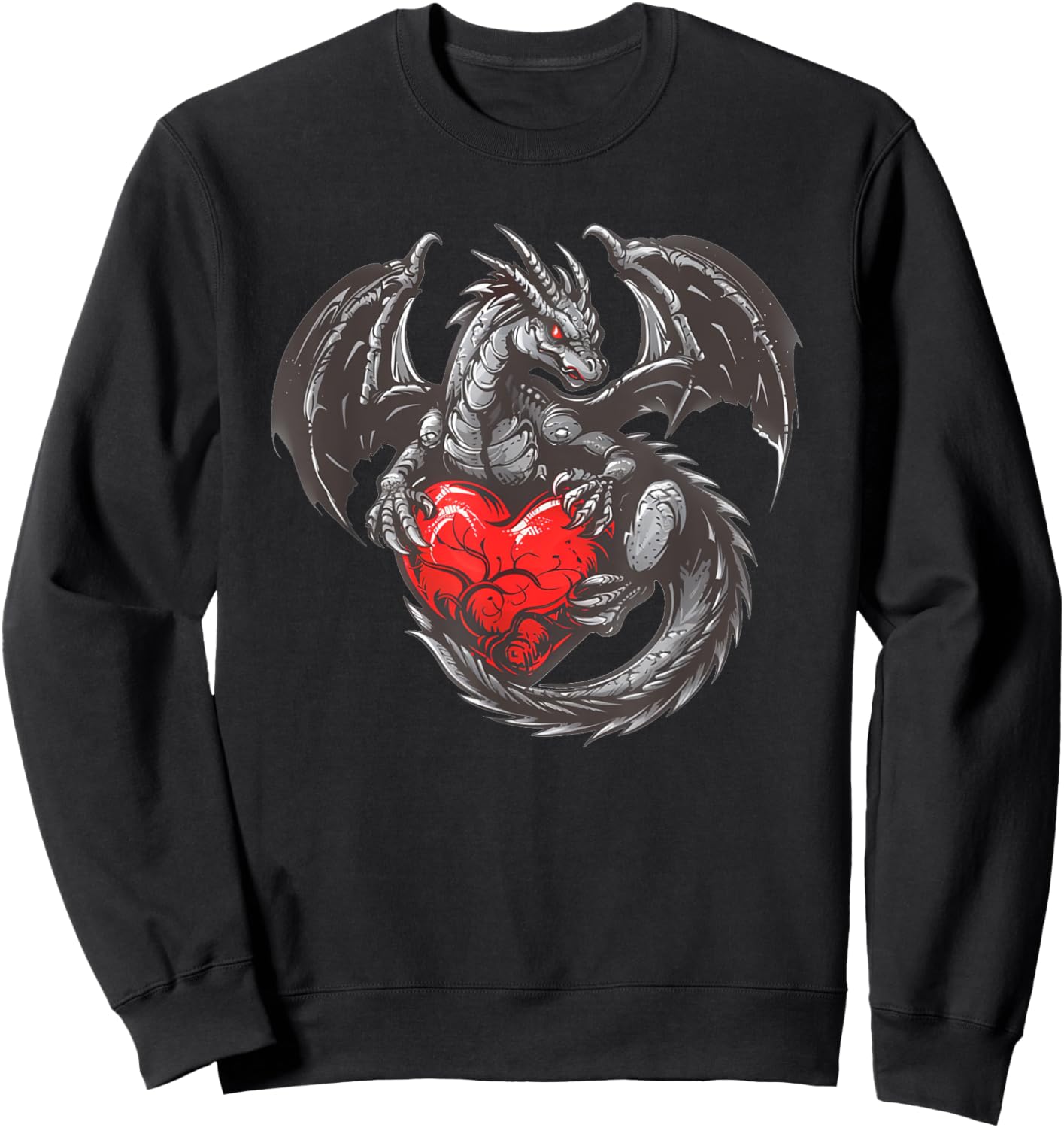 Nice Dragon with big red Heart Outfit Sweatshirt - Sweatshirt | Black