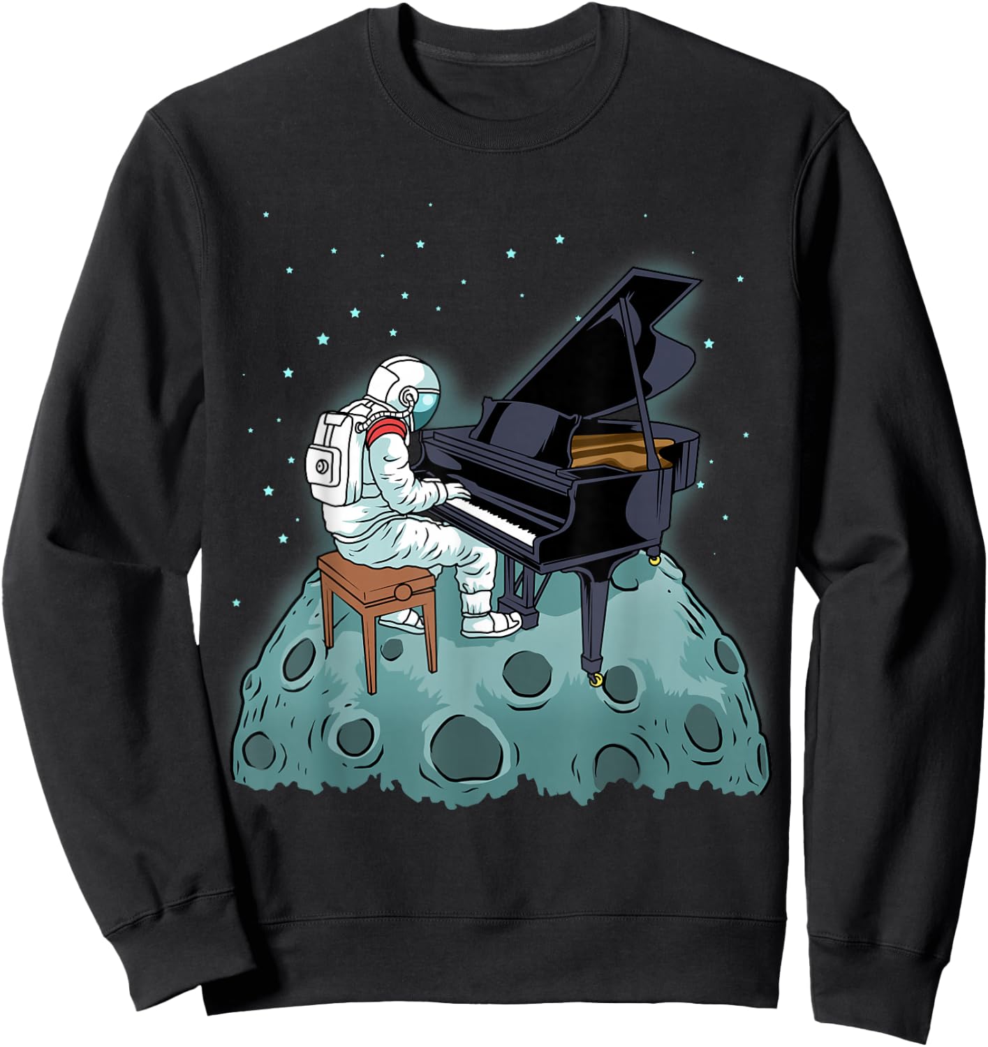 Grand Piano Kids Pianist Gift Astronaut Music Piano Sweatshirt - Sweatshirt | Black