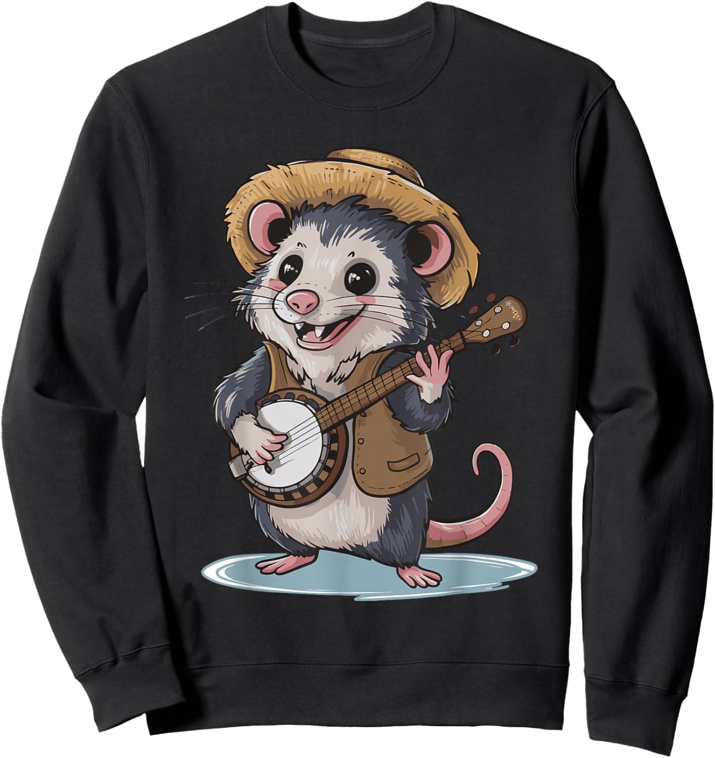 Opossum Playing Banjo Sweatshirt - Sweatshirt | Black