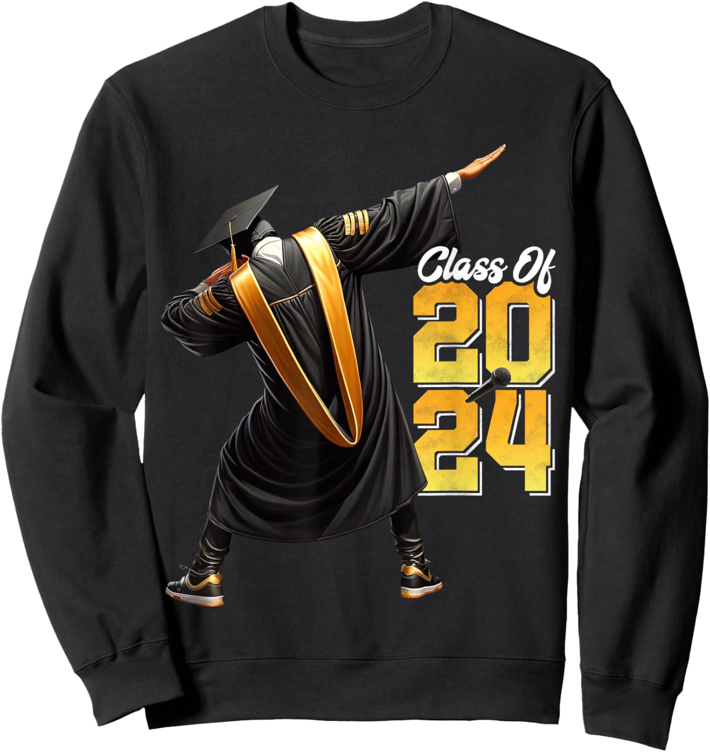 Dabbing Graduation Class Of 2024 Gift Men Funny Graduation Sweatshirt - Sweatshirt | Black