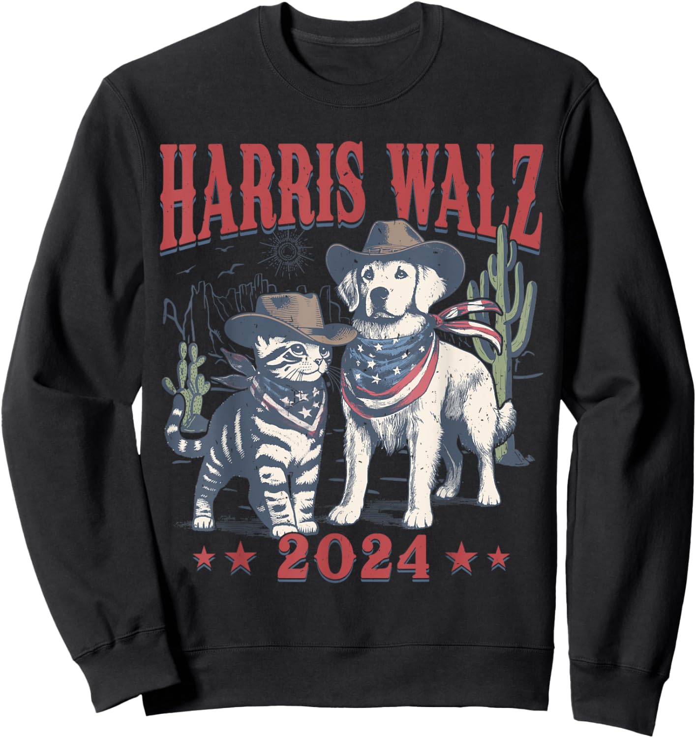 Harris Walz Cowboy This Childless Cat Dog Lady Kamala Sweatshirt - Sweatshirt | Black