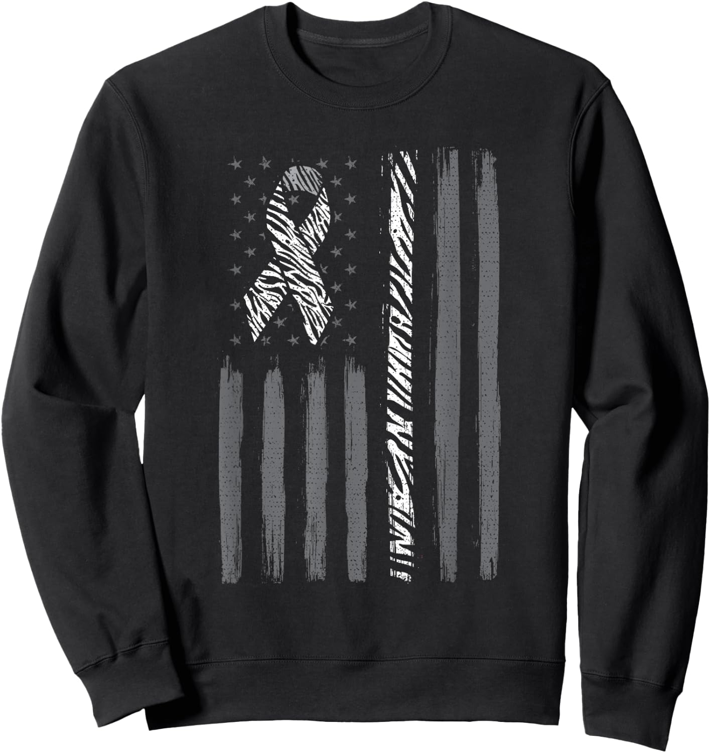 Zebra ribbon us flag carcinoid cancer awareness Sweatshirt - Sweatshirt | Black