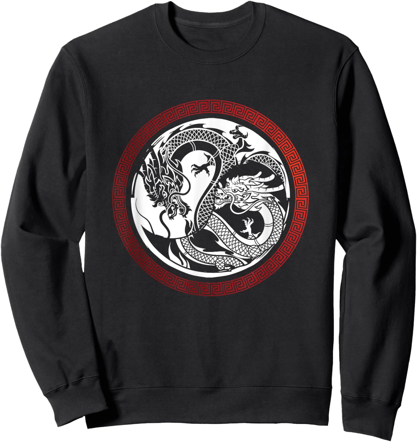 Chinese Asian Meditation Yin and Yang Dragon Gift Sweatshirt - Sweatshirt | Black