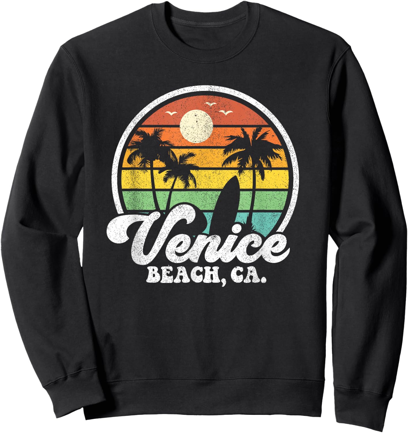 Vintage Venice Beach California CA Surfing Retro Surf Gift Sweatshirt - Sweatshirt | Black