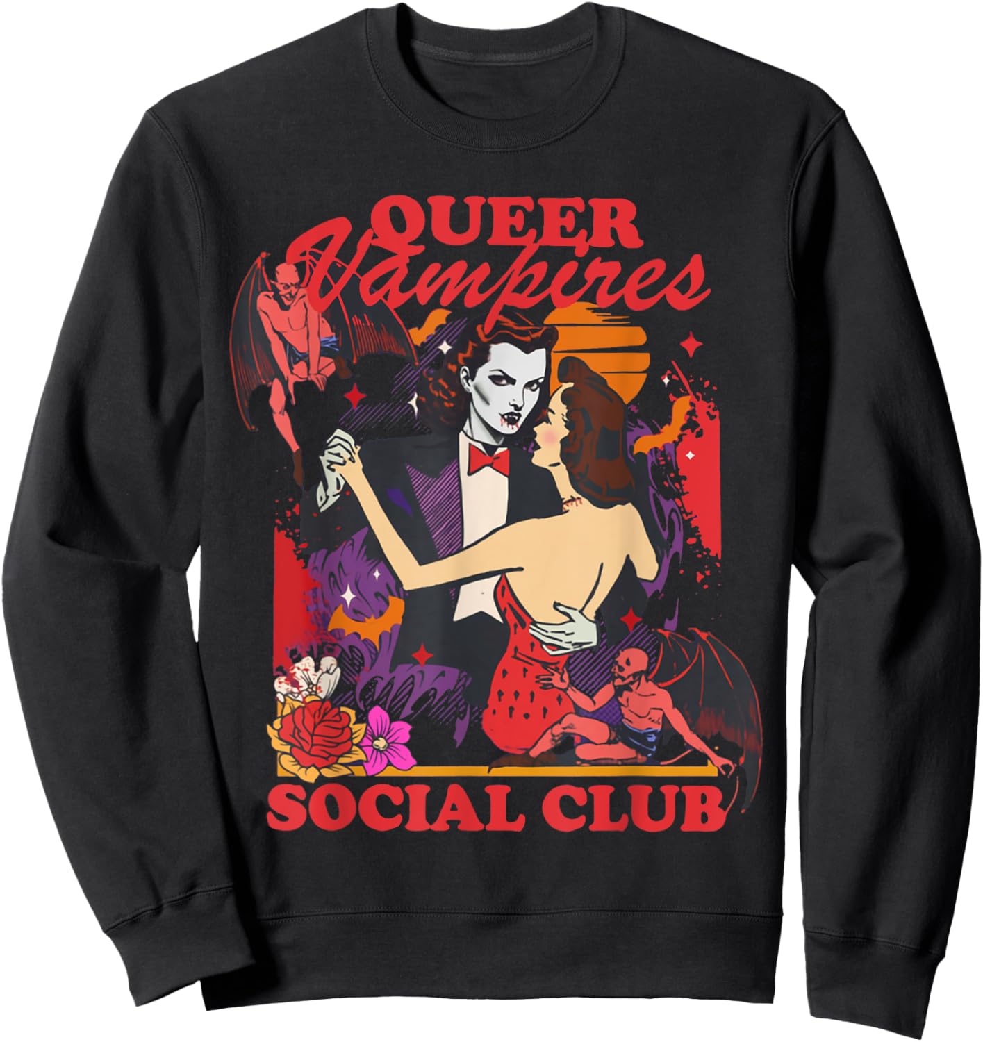 Queer Vampires Gay Lesbian Bisexua Trans Girl Halloween Sweatshirt - Sweatshirt | Black