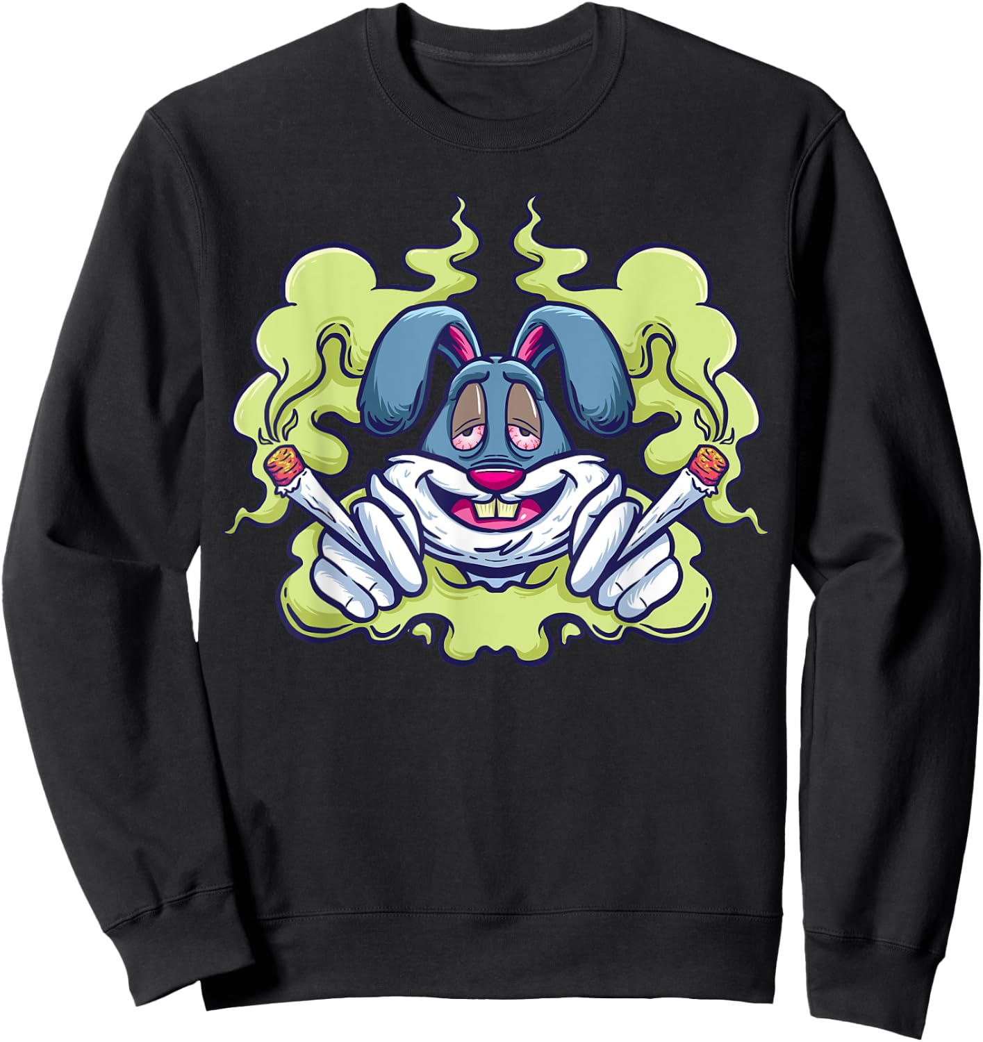 Stoned Rabbit Marijuana Stoner Pothead Cannabis Weed Sweatshirt - Sweatshirt | Black