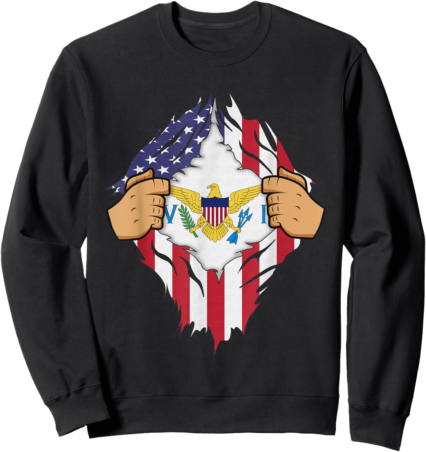 USVI FLAG US VIRGIN ISLANDS Men Women Kids Gift Sweatshirt - Sweatshirt | Black