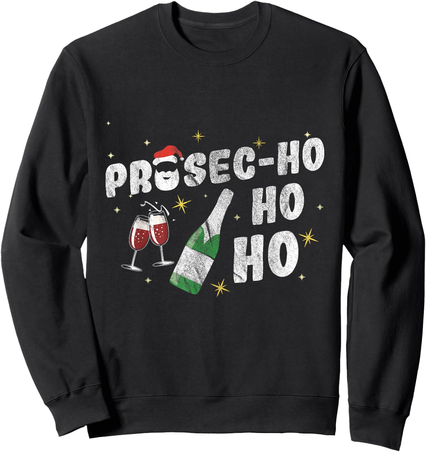 Prosec-Ho-Ho-Ho Ugly Christmas Prosecco Wine Sweatshirt - Sweatshirt | Black