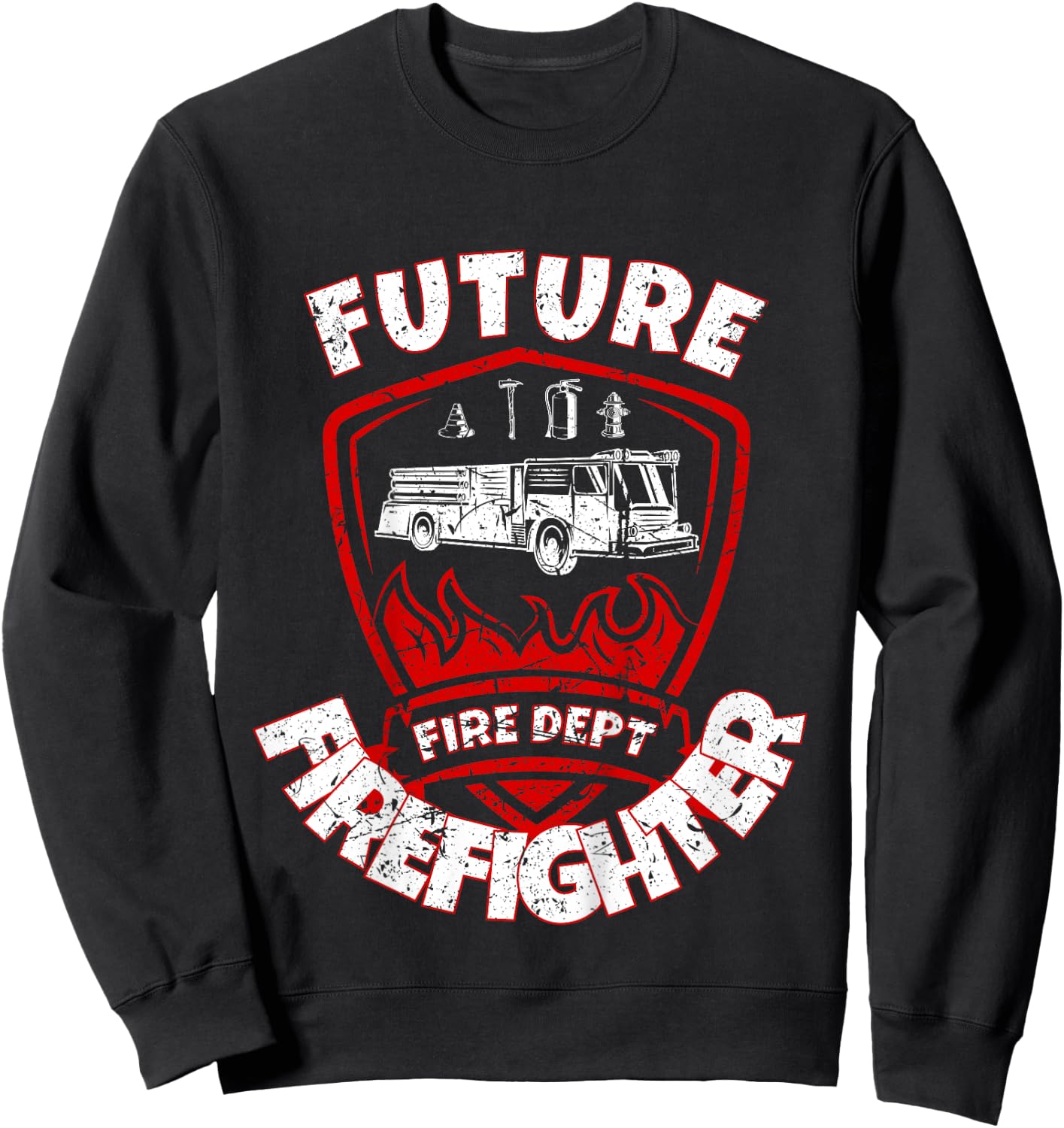 Future Firefighter Cute Kids Firetruck Fireman Sweatshirt - Sweatshirt | Black