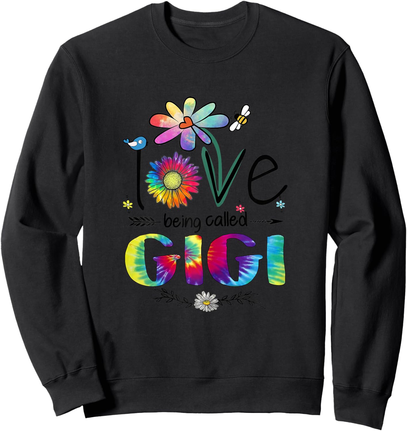Love Being Called Gigi Daisy Tie Dye Cute Mother's Day Woman Sweatshirt - Sweatshirt | Black