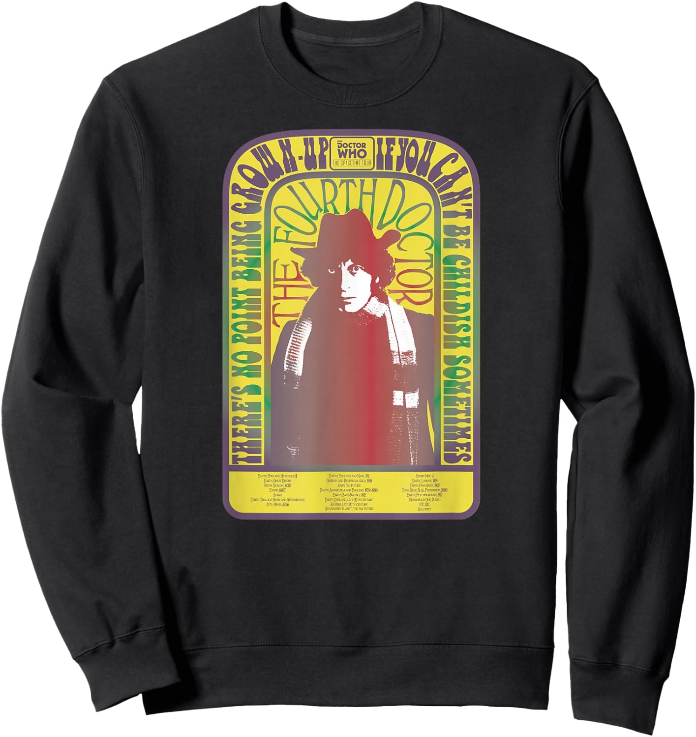 Spacetime-Tour 4th Doctor Baker Retro Time Travel Sweatshirt - Sweatshirt | Black