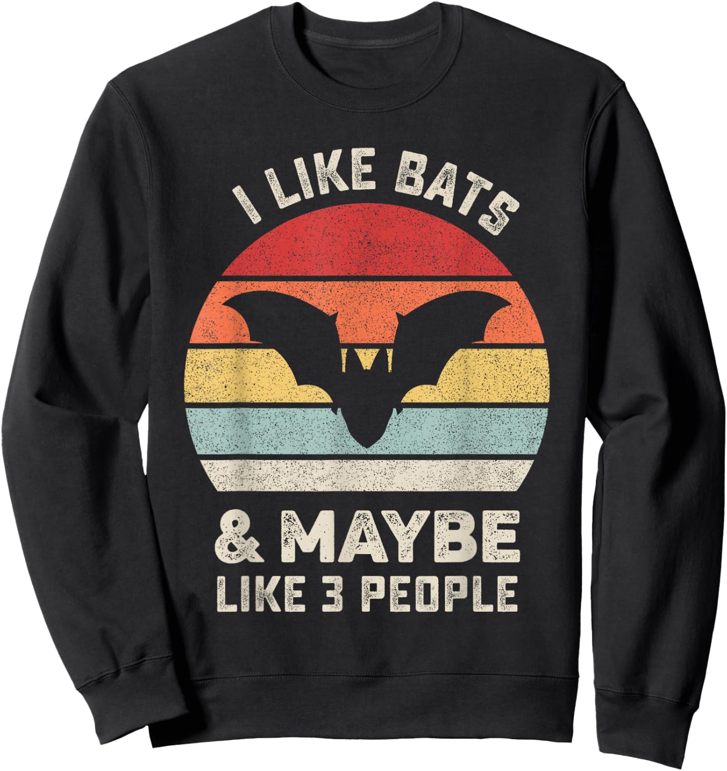 Retro I Like Bats Shirt Animal Bat Lover Gift Vintage Sweatshirt - Sweatshirt | Black