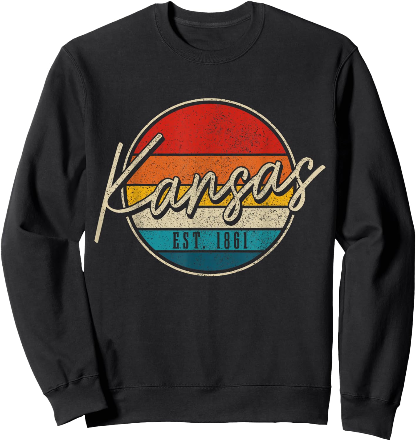 Kansas Est. 1861 Vintage USA America Souvenir Sweatshirt - Sweatshirt | Black