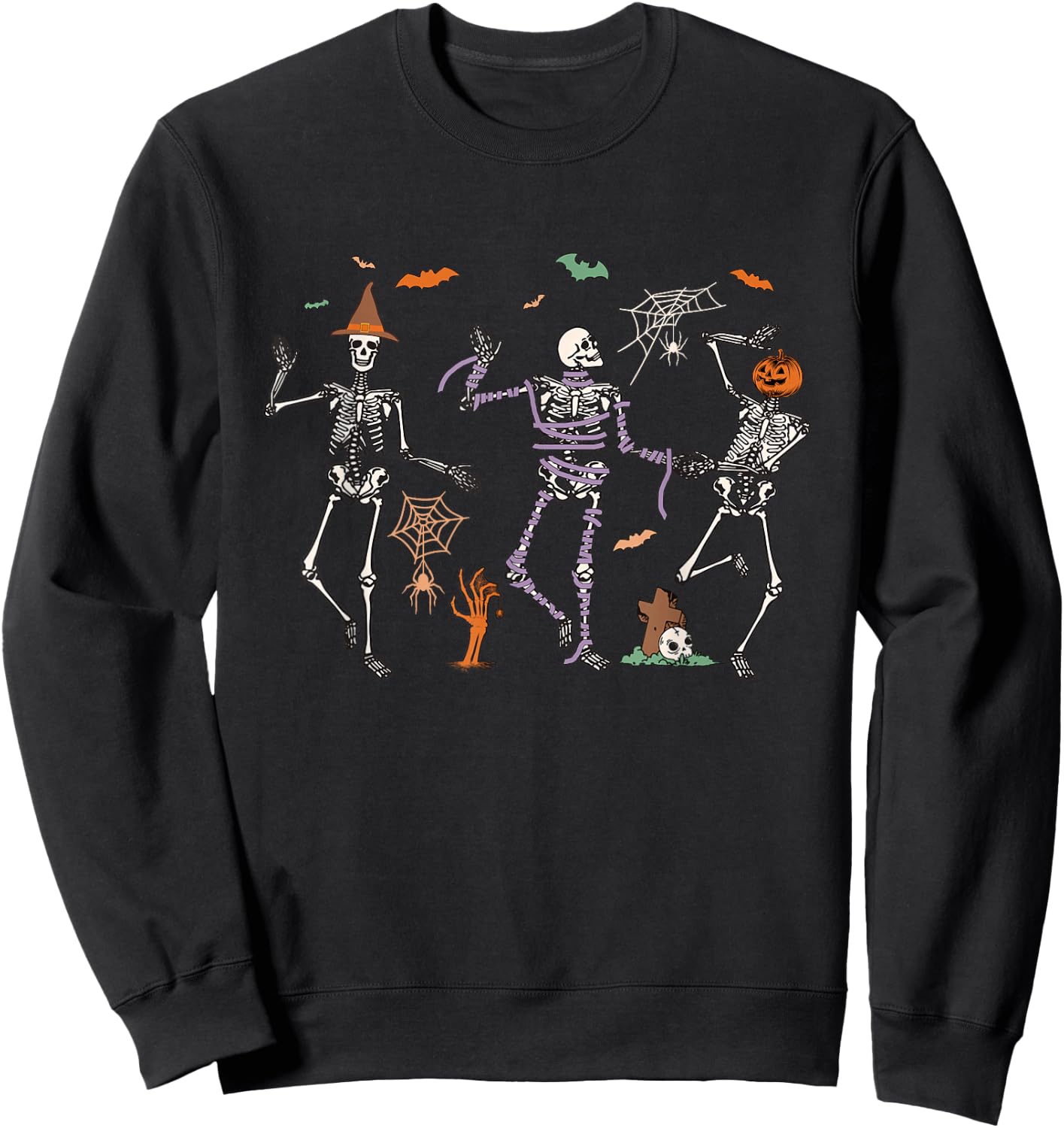 Dancing Skeletons Dance Challenge Halloween Sweatshirt - Sweatshirt | Black