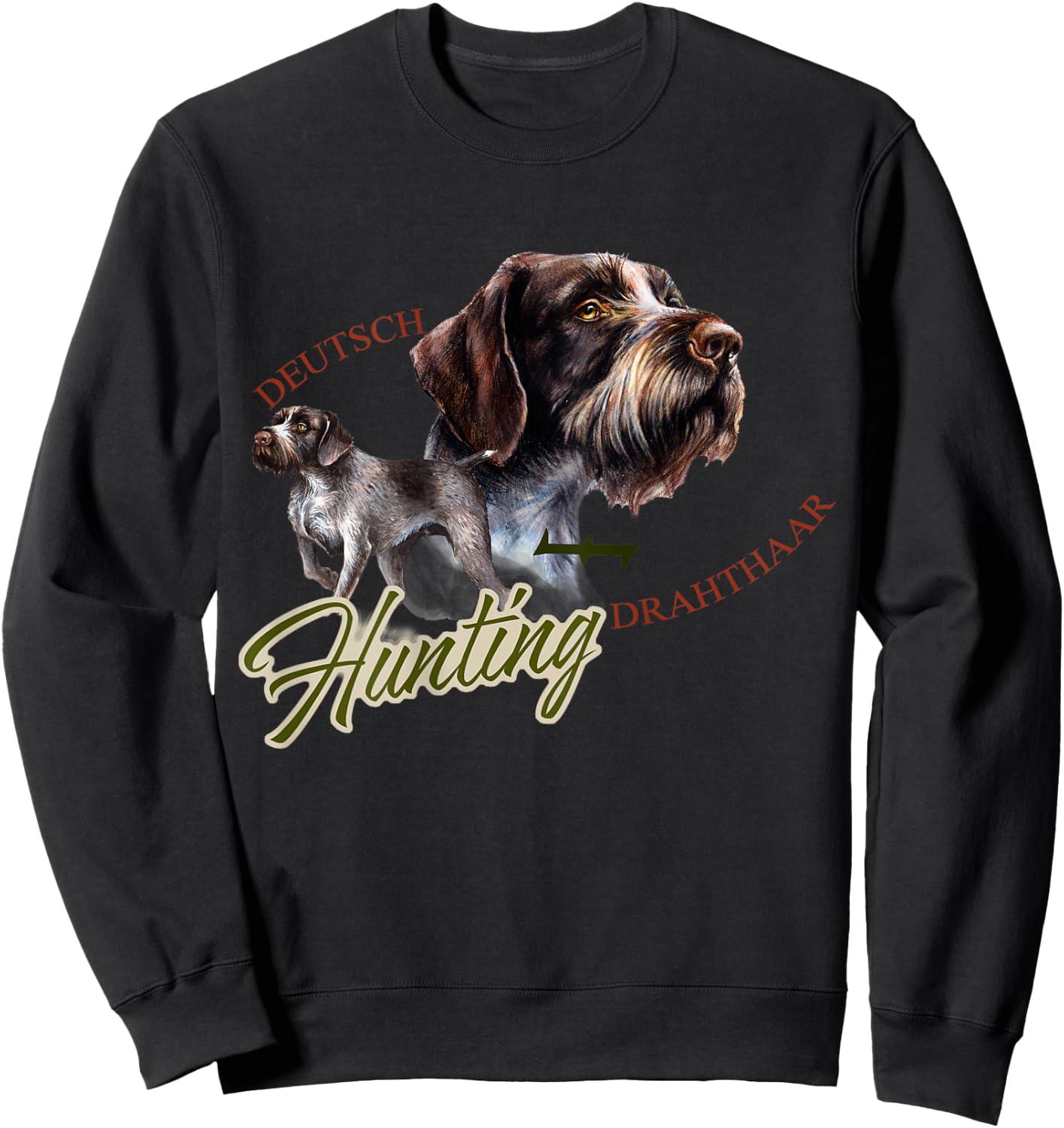 German Wirehaired Pointer Deutsch Drahthaar Back Sweatshirt - Sweatshirt | Black