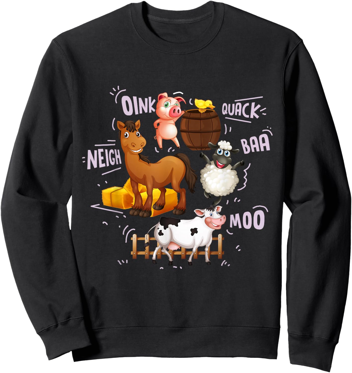 Cute Farm Animals With Sounds Sweatshirt - Sweatshirt | Black