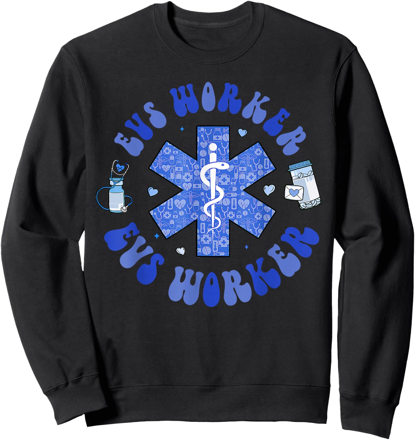 USA EVS Worker's day EVS Worker Appreciation WEEK Caduceus Sweatshirt - Sweatshirt | Black