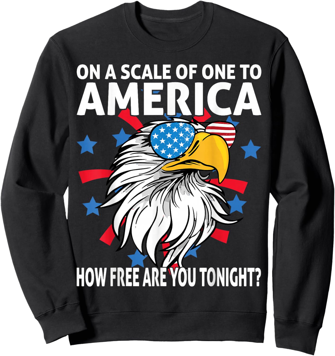 On A Scale Of One To America How Free Are You Tonight Eagle Sweatshirt - Sweatshirt | Black