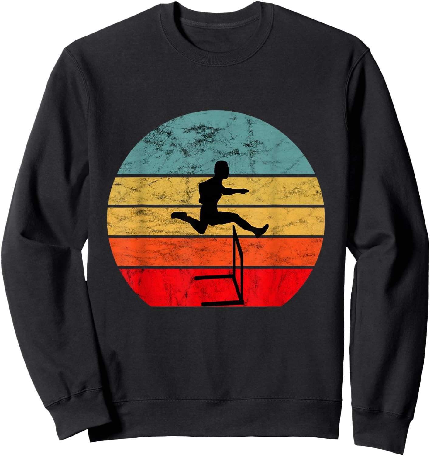 Hurdle Runner Retro Vintage Sunset Hurdle Run Sweatshirt - Sweatshirt | Black