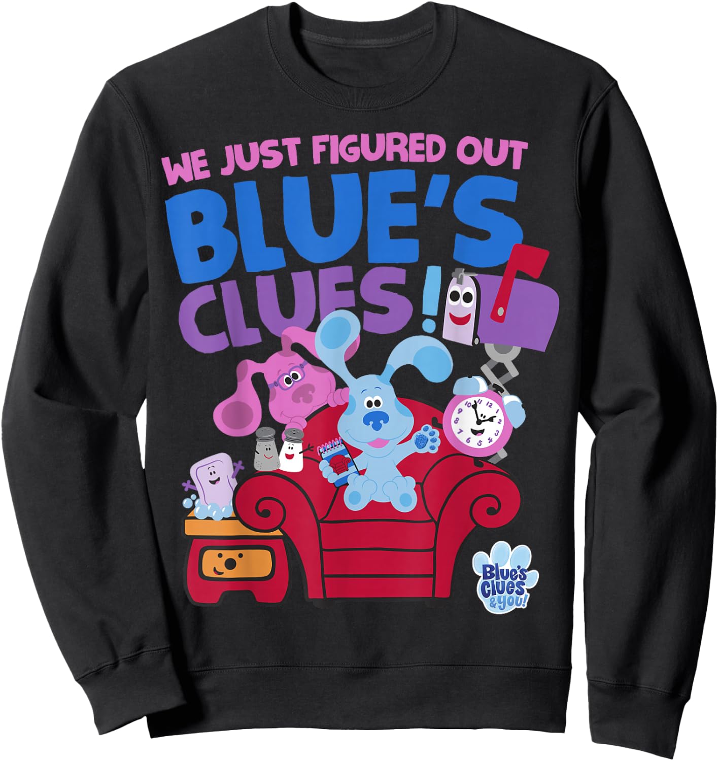 Blue's Clues & You Group Shot Just Figured Out Blue's Clues Sweatshirt - Sweatshirt | Black