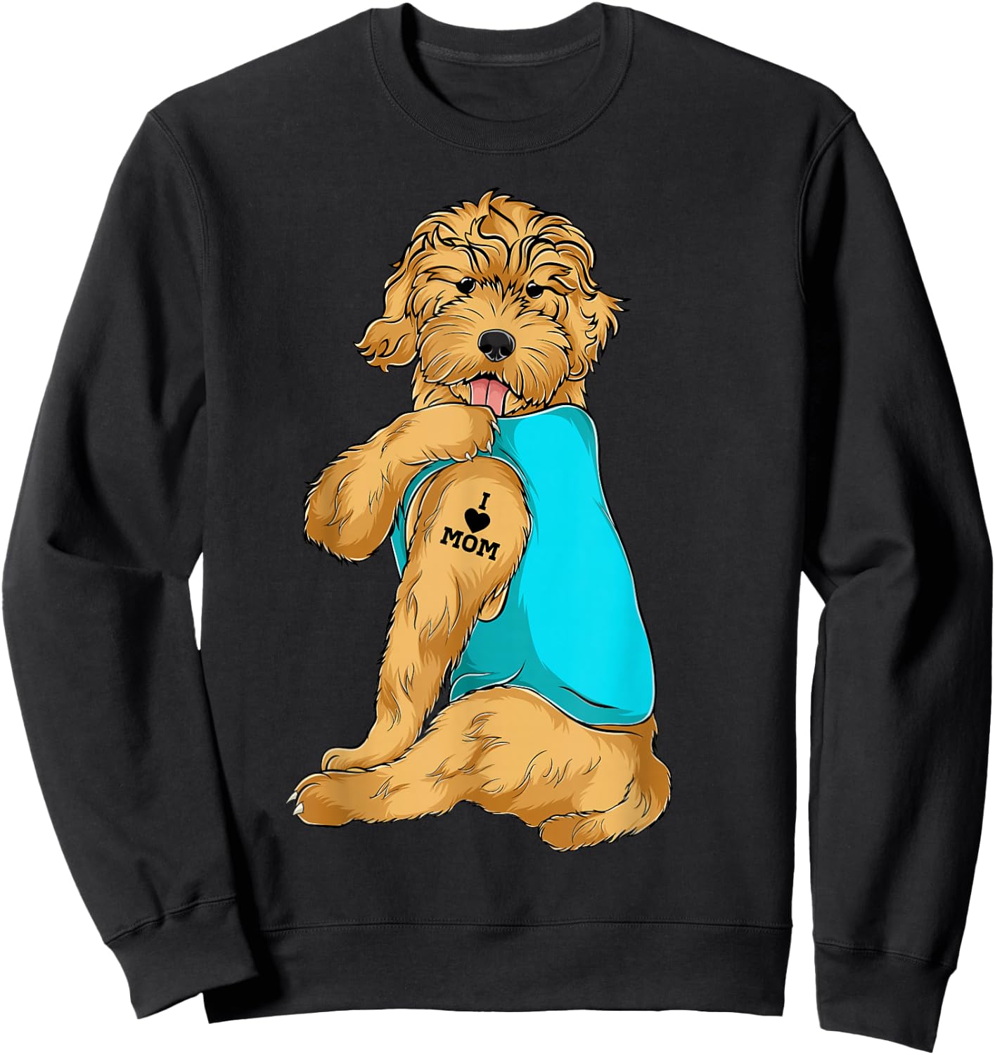 Goldendoodle I Love Mom Tattoo Apparel Dog Mom Gifts Sweatshirt - Sweatshirt | Black