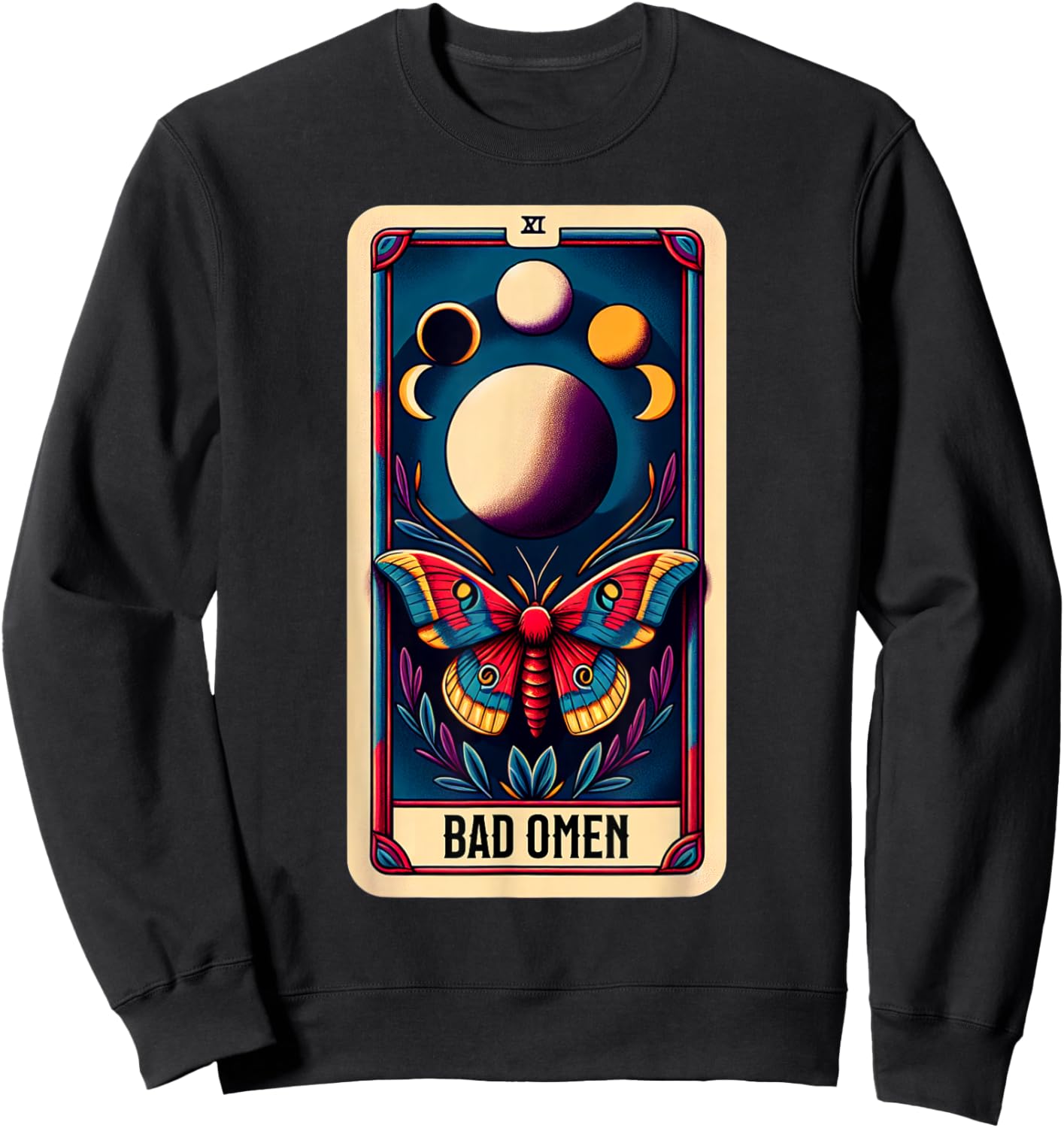 Moths Bad Omen Tarot Card Sweatshirt - Sweatshirt | Black