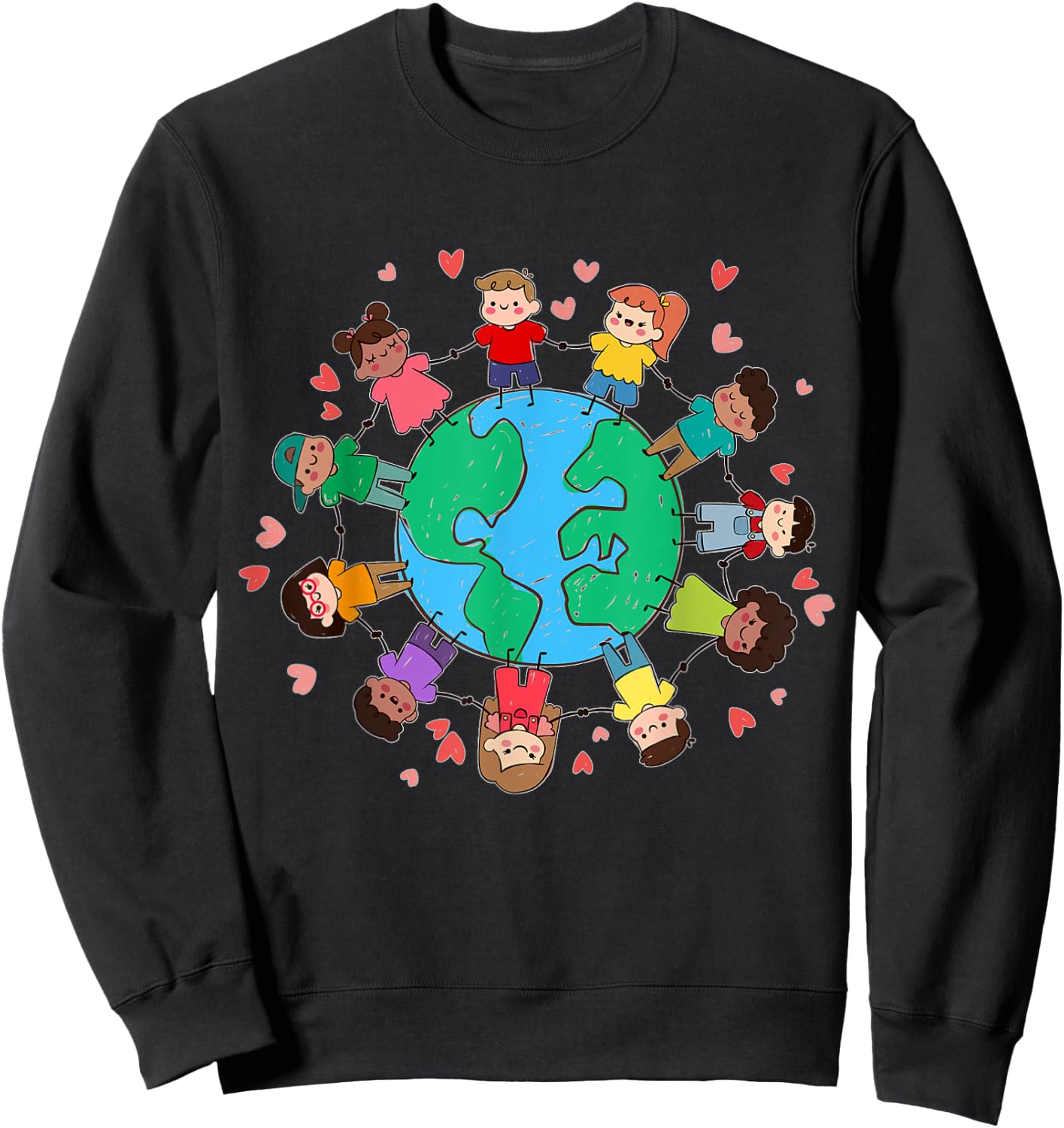 Happy Earth Day Children Around the World Sweatshirt - Sweatshirt | Black