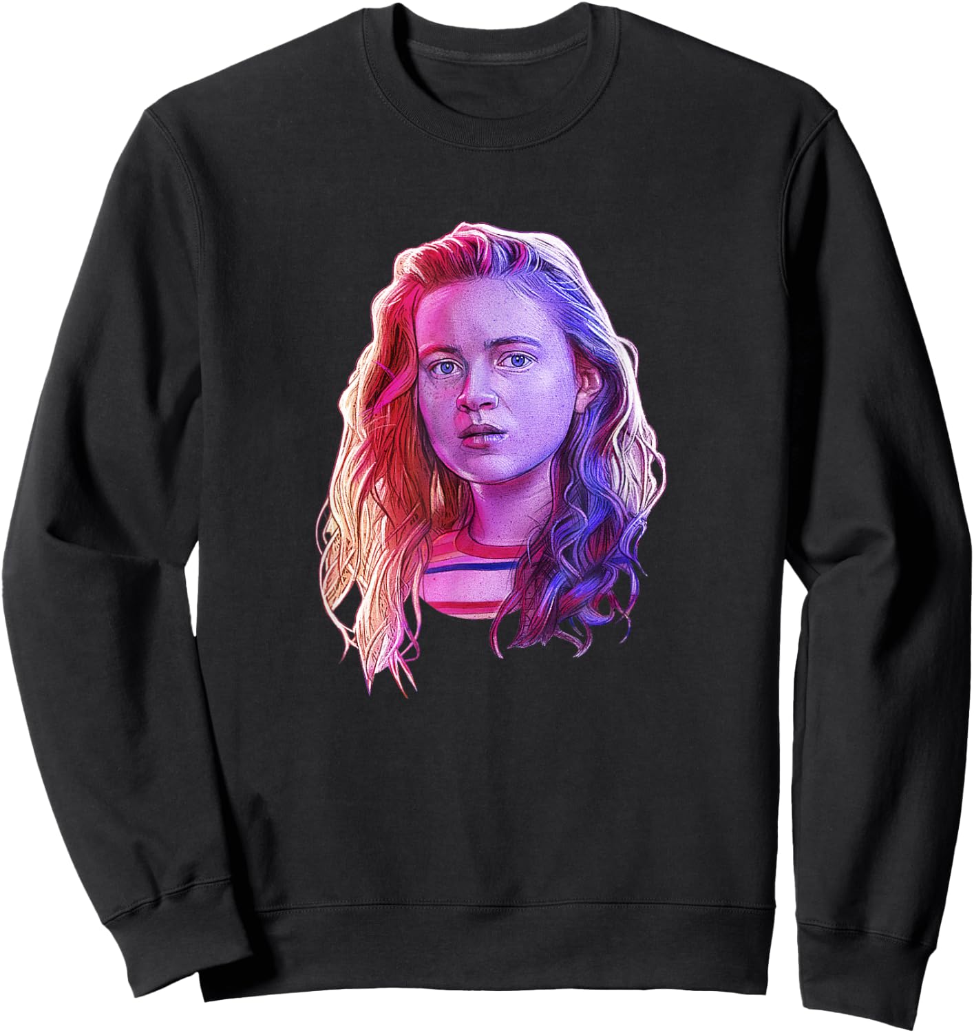 Stranger Things Max Large Rose Tone Portrait Sweatshirt - Sweatshirt | Black