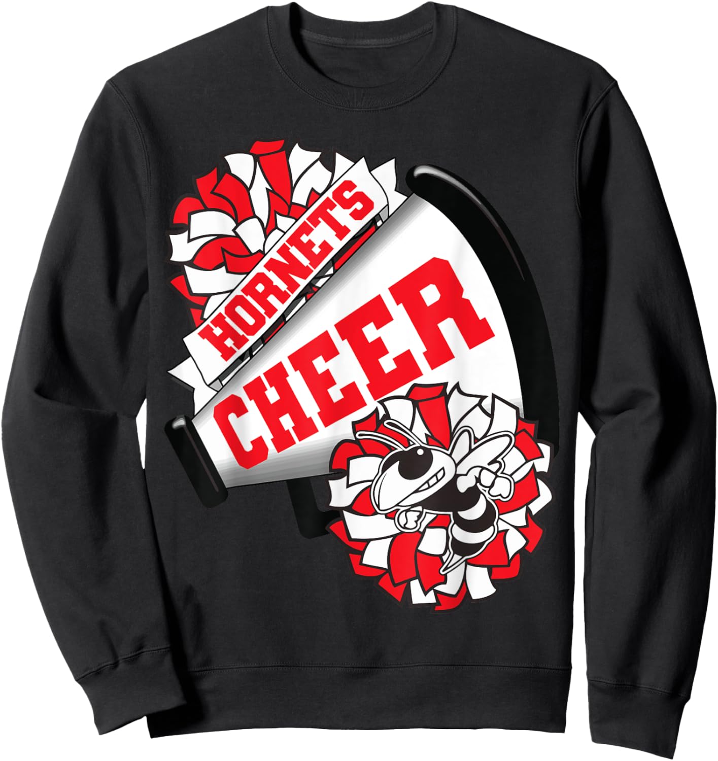 Hornets Cheer Back To School Cheerleading Spirit Red Sweatshirt - Sweatshirt | Black