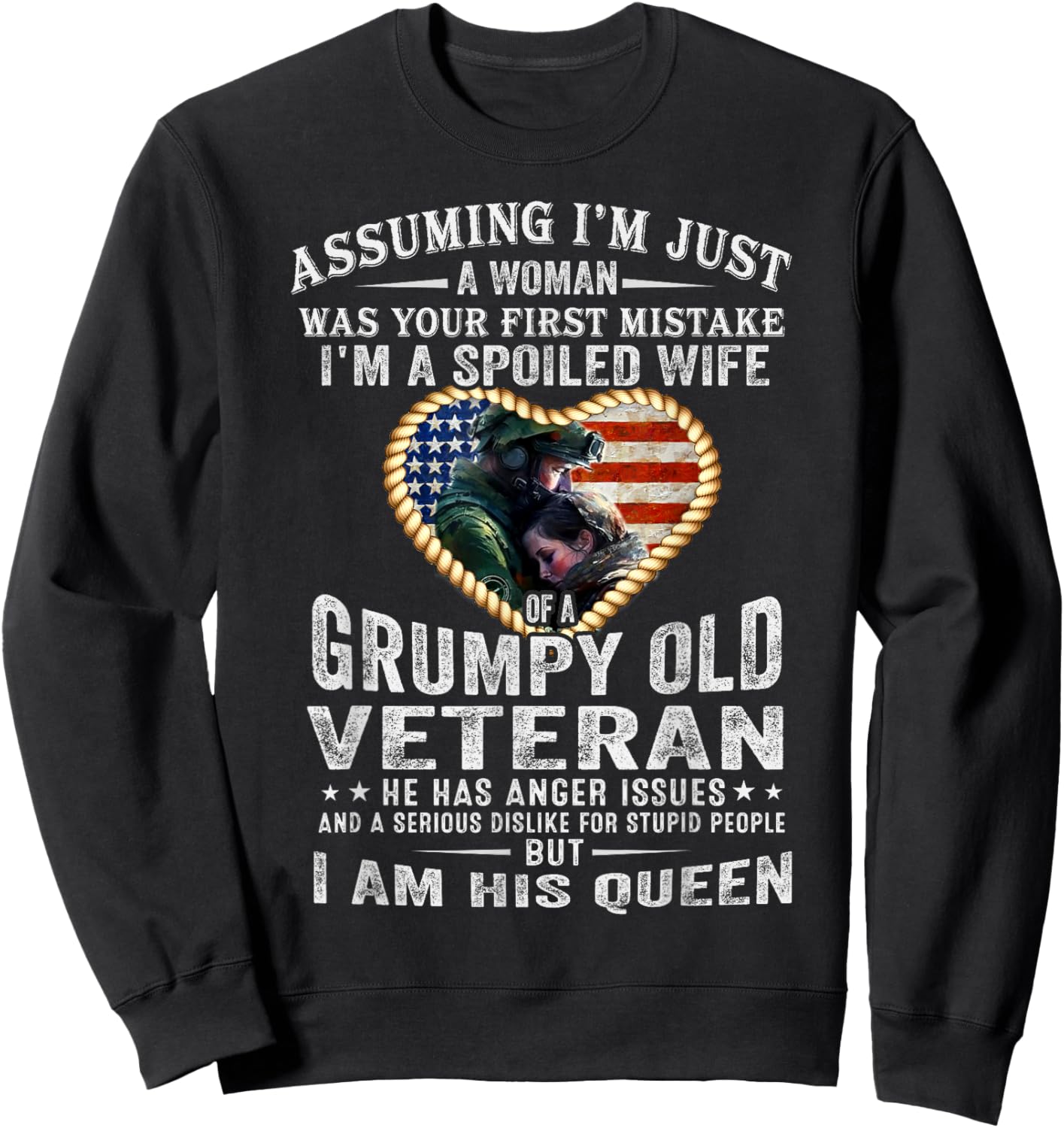 Veterans Day For Wife Support Husband - Veteran's Wife Sweatshirt - Sweatshirt | Black