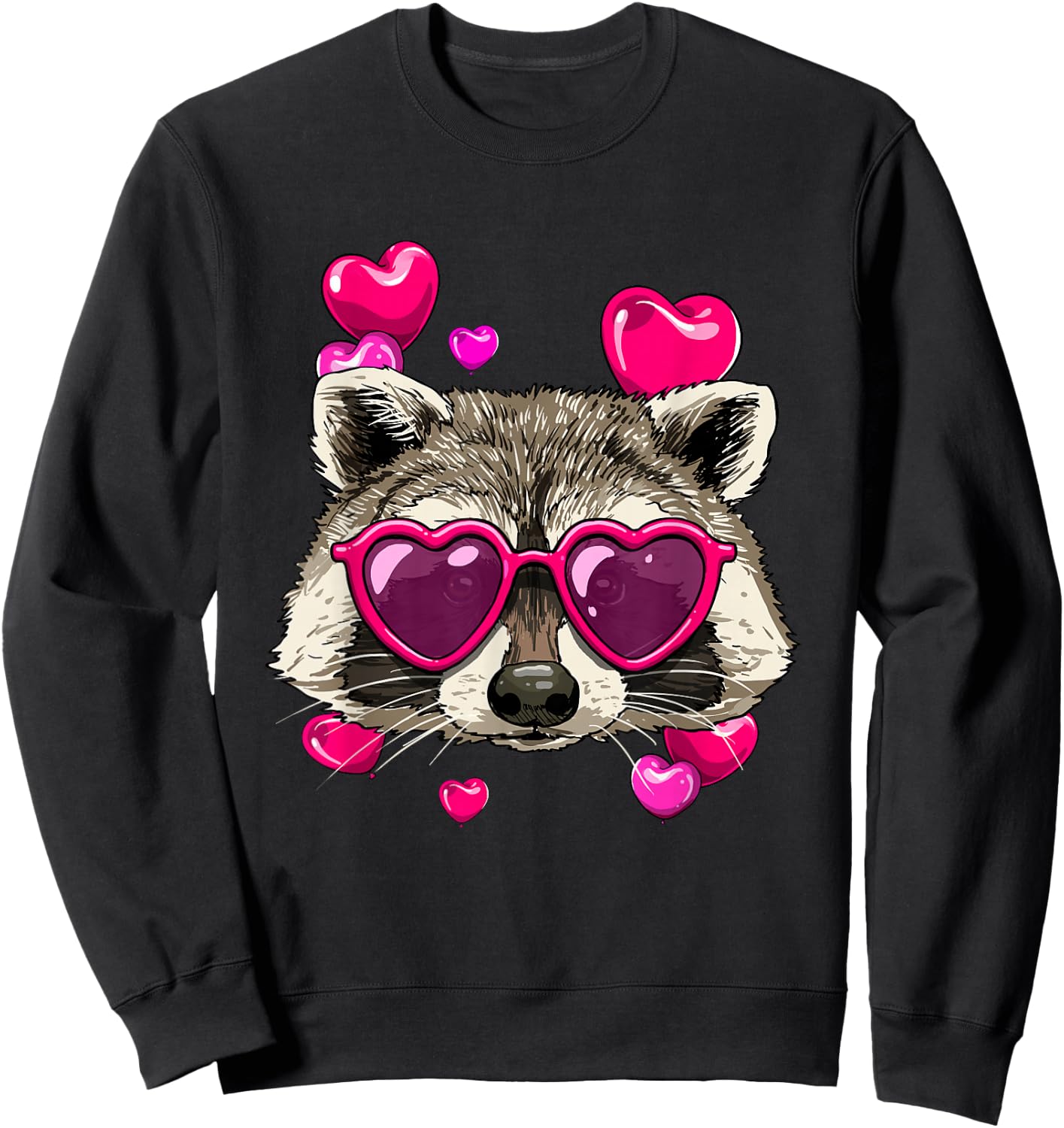 Valentine Raccoon Shirt Trash Panda Heart Raccoon Lover Sweatshirt - Sweatshirt | Black