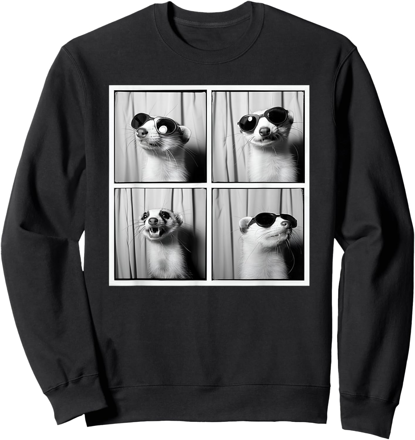 Ferret Face Photobooth Love Ferrets Mom Funny Ferret Dad Sweatshirt - Sweatshirt | Black
