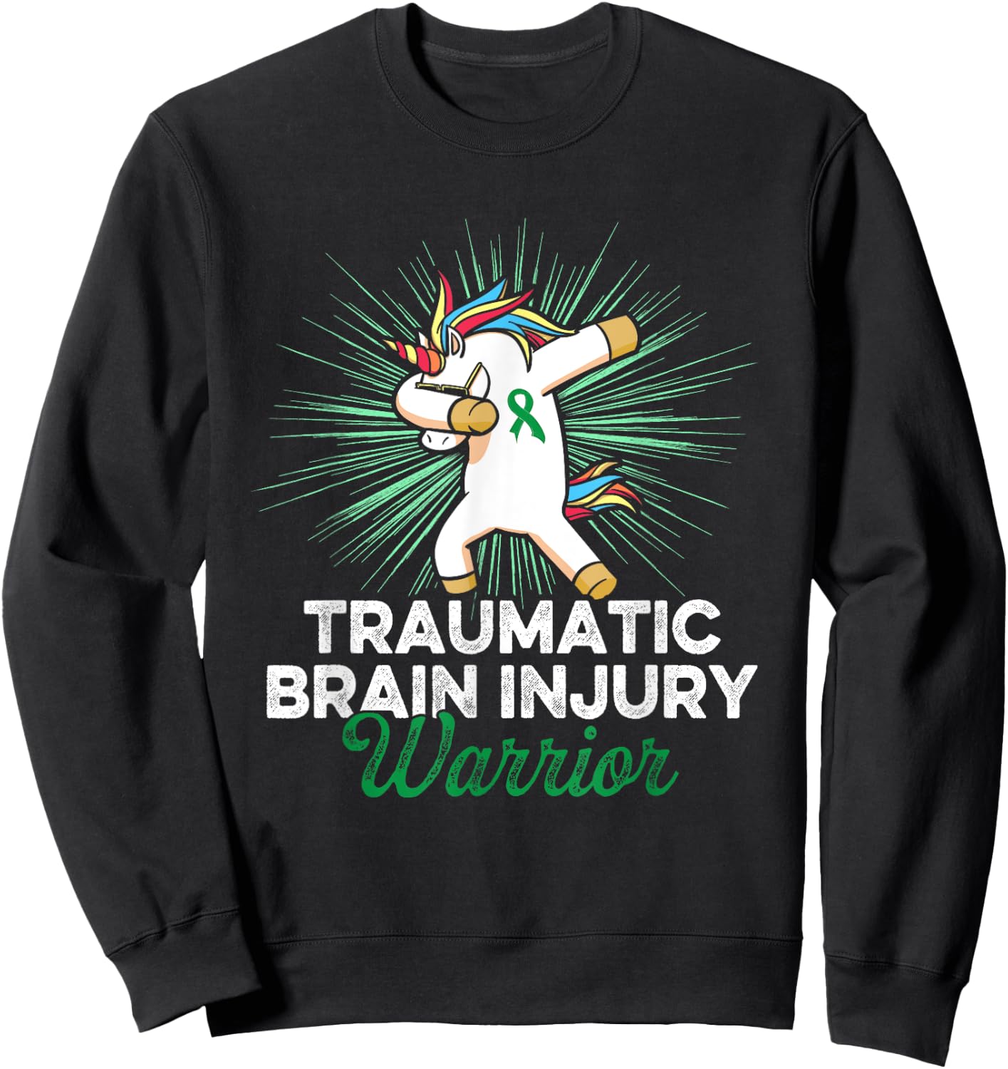 Traumatic Brain Injury Survivor Unicorn TBI Warrior Sweatshirt - Sweatshirt | Black