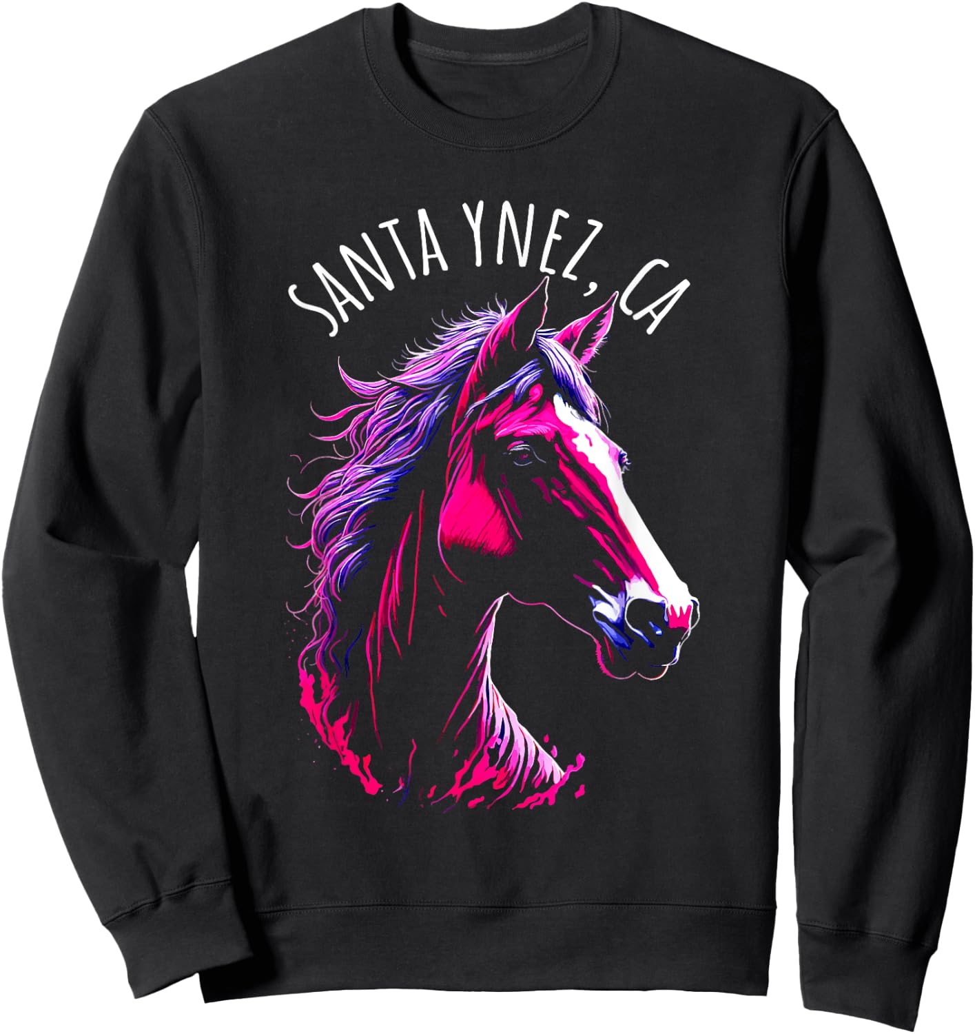 Santa Ynez California USA Equestrian Horse Design Sweatshirt - Sweatshirt | Black