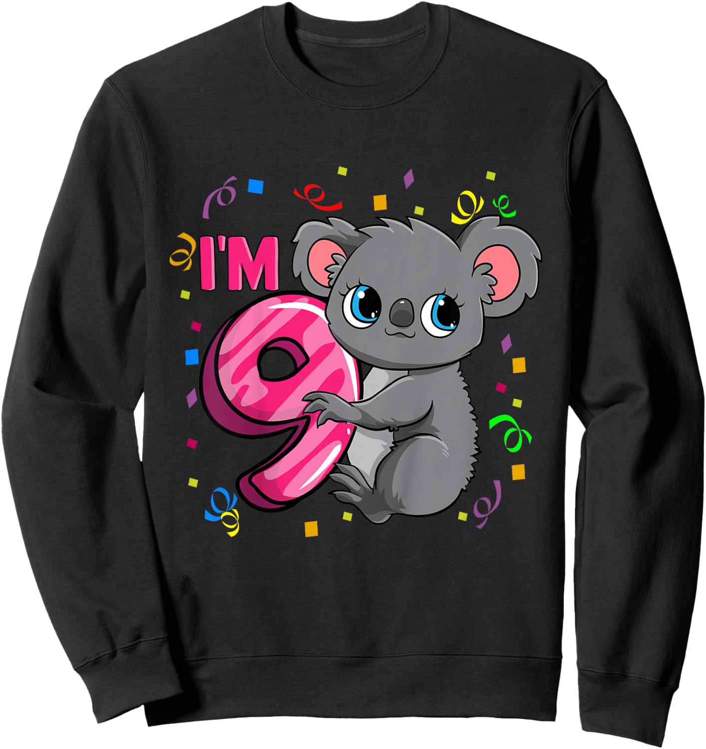 9th Birthday Shirt For Girls Koala Bear 9 Years Old Sweatshirt - Sweatshirt | Black