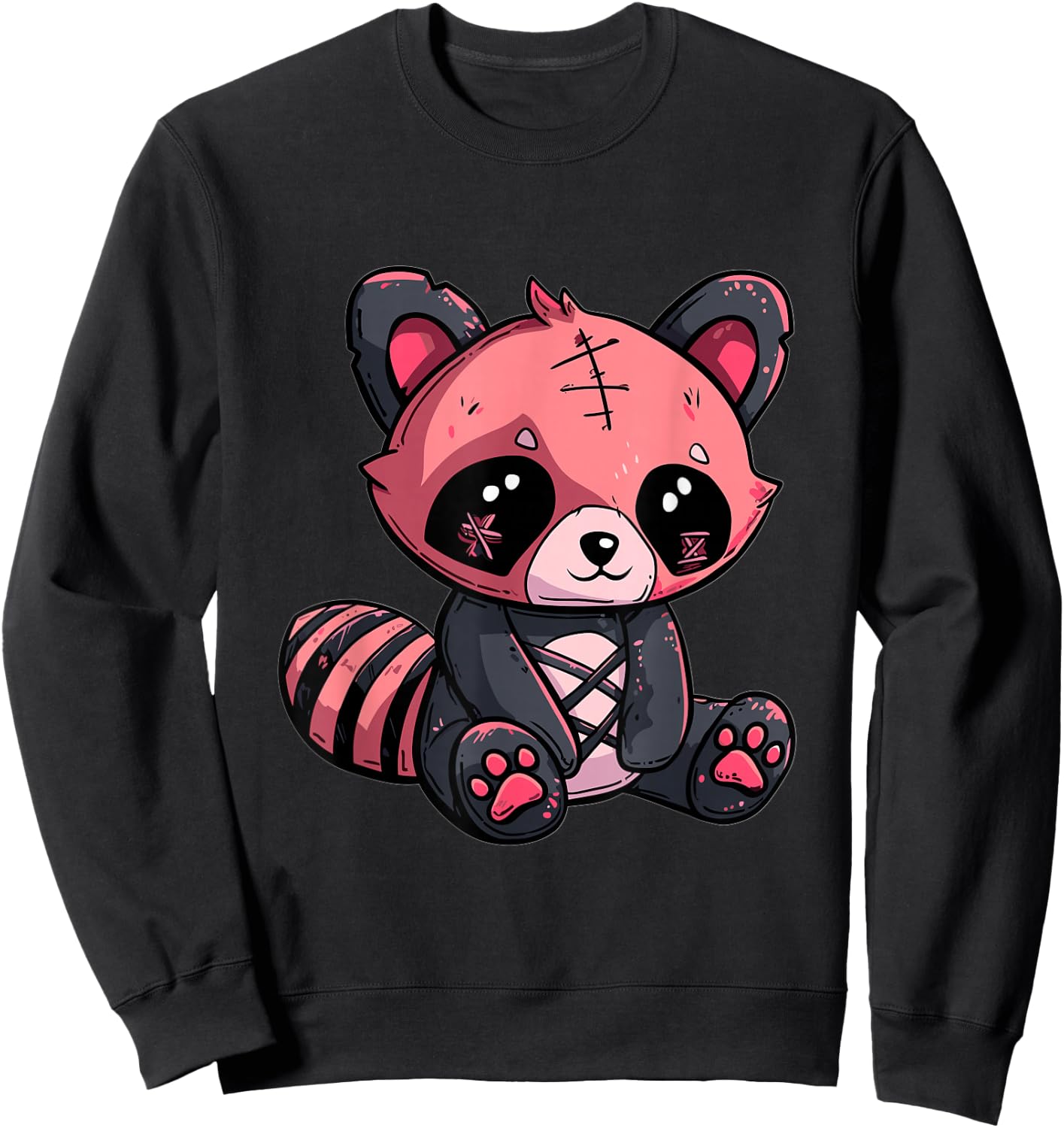 Goth Pastel Cute Creepy Kawaii Red Panda Voodoo Doll Sweatshirt - Sweatshirt | Black