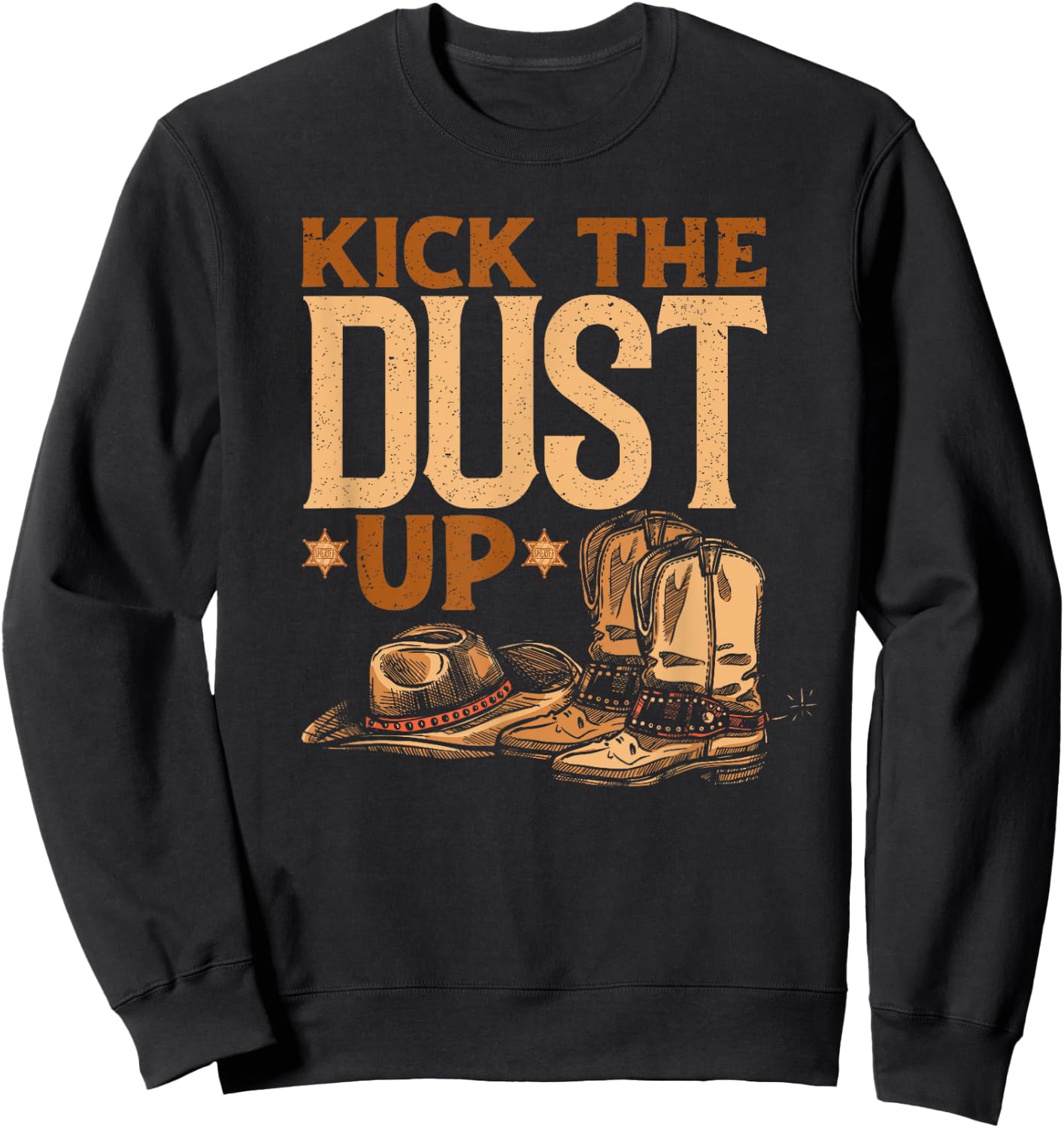 Kick The Dust Up - Vintage Cowboys Western Line Dancing Sweatshirt - Sweatshirt | Black