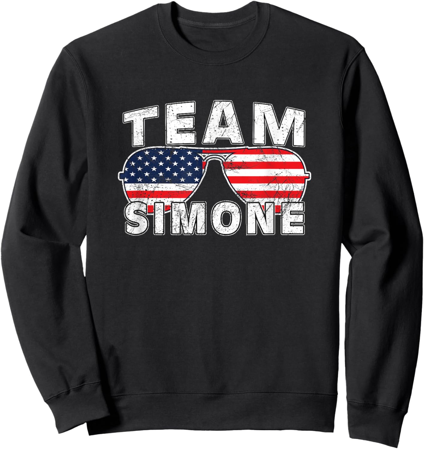 Team Simone Shirt USA Flag Sunglasses Support Vintage Style Sweatshirt - Sweatshirt | Black