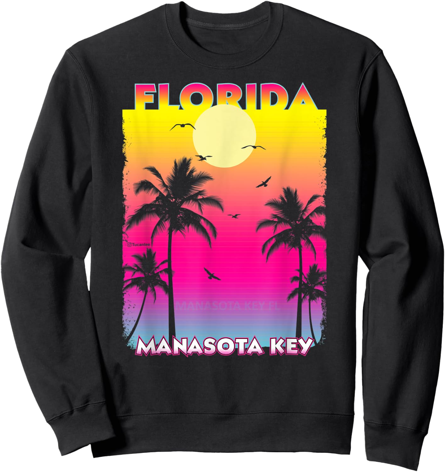 Manasota key Florida Fl summer vintage Sunset Sweatshirt - Sweatshirt | Black