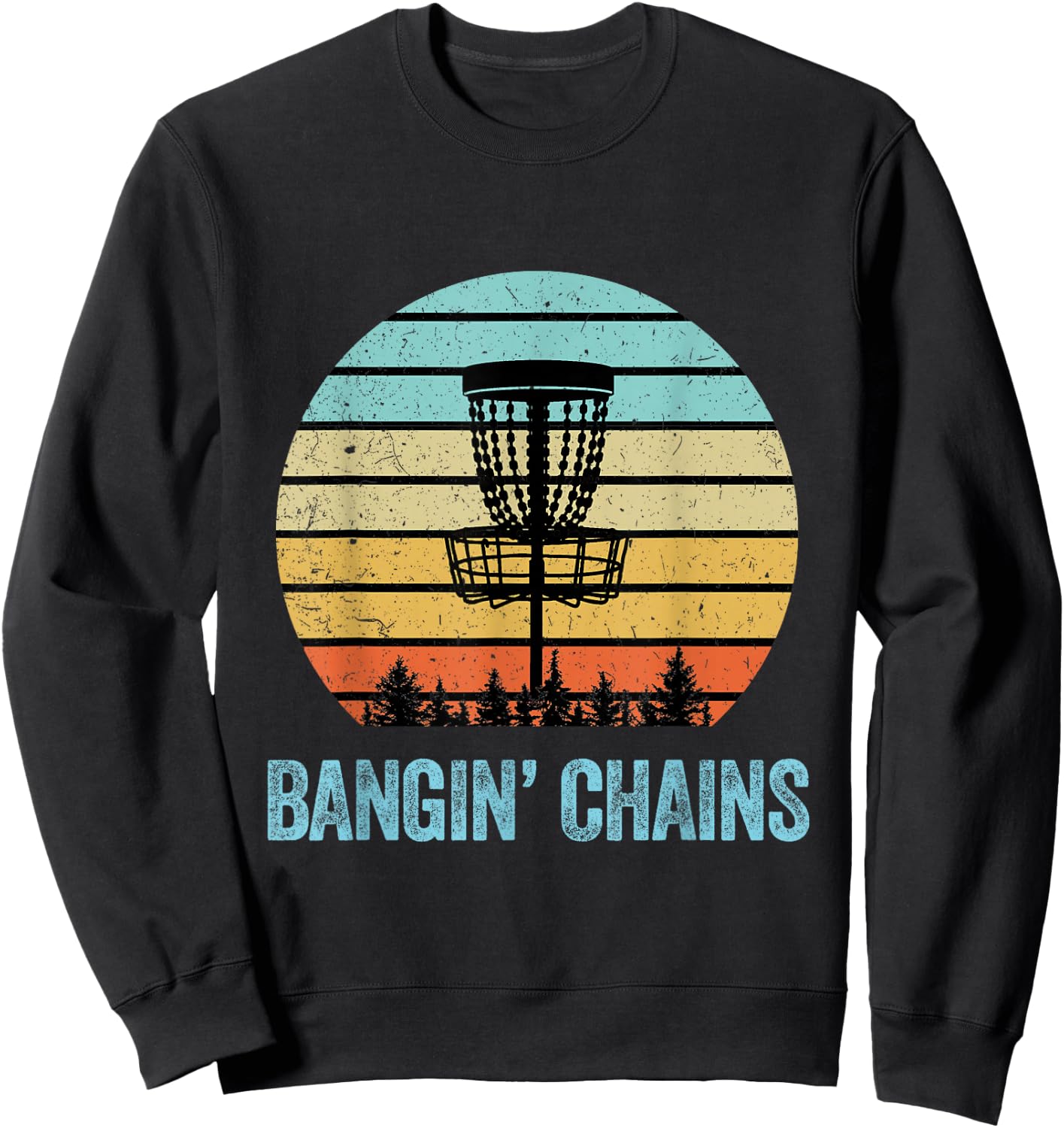 Disc Golf Shirt Funny Banging Chains Retro Disc Golf Gift Sweatshirt - Sweatshirt | Black