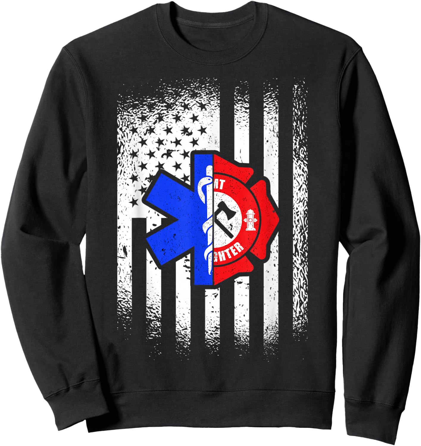 EMT American Flag First Responder Paramedic Sweatshirt - Sweatshirt | Black