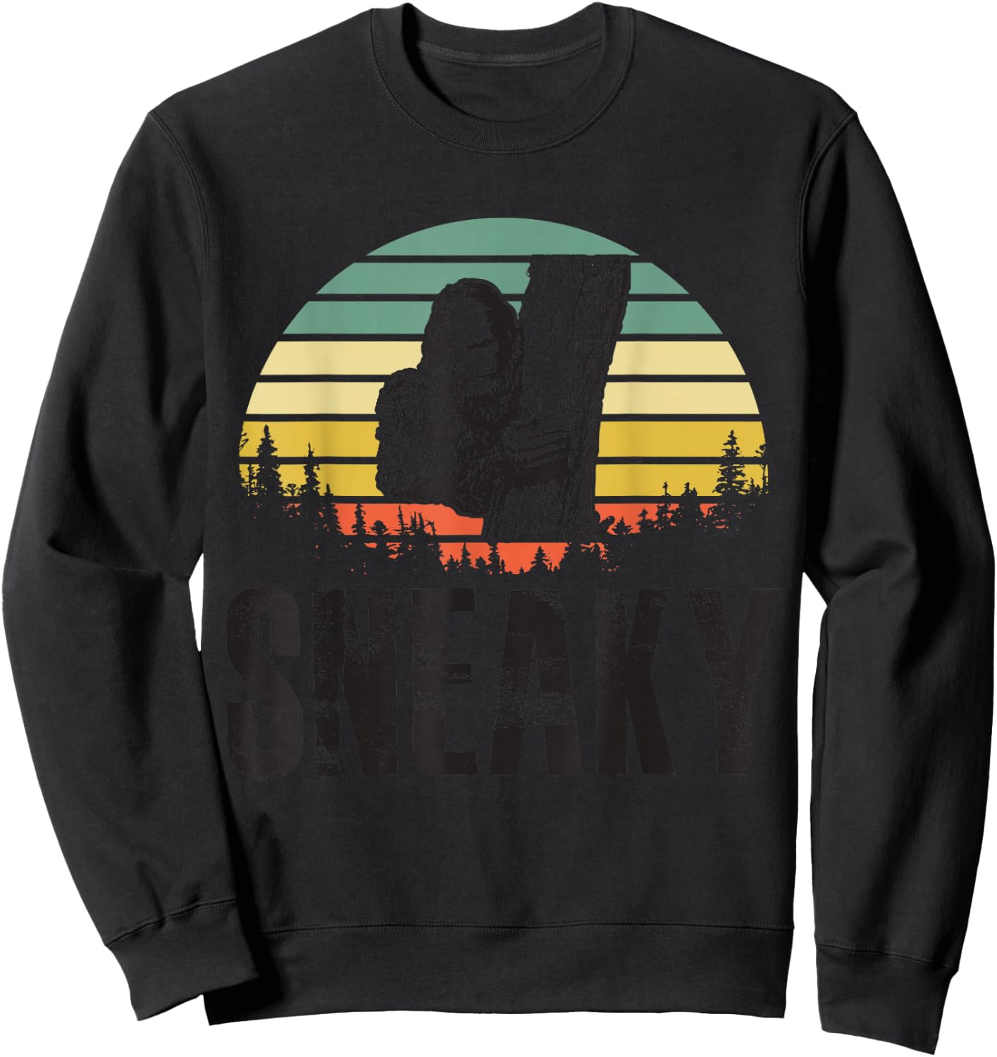 Sasquatch Sneaky, Sneaky Retro Bigfoot Sweatshirt - Sweatshirt | Black