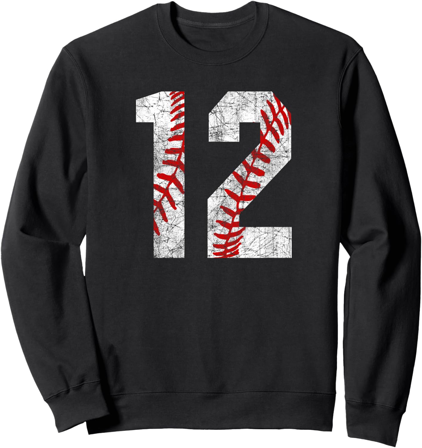 Vintage Baseball Mom #12 Jersey Baseball Favorite Player Sweatshirt - Sweatshirt | Black