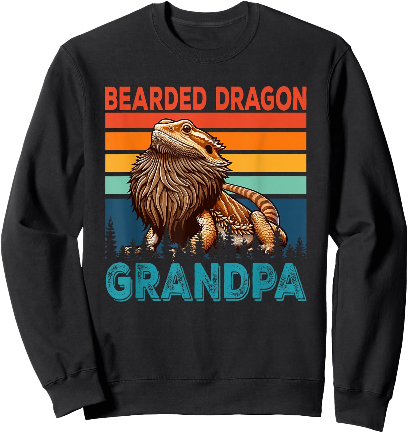 Vintage Retro Bearded Dragon Costume Grandpa Father's Day Sweatshirt - Sweatshirt | Black