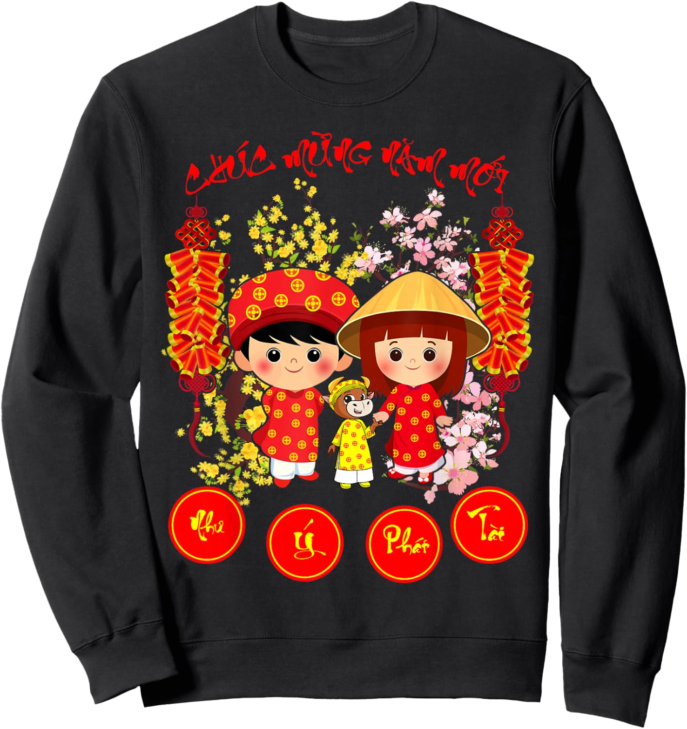 Chuc Mung Nam Moi 2026 Year Of the Horse Vietnamese Tet Sweatshirt - Sweatshirt | Black