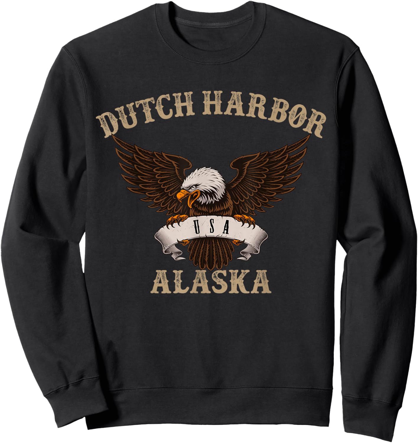 Dutch Harbor Alaska USA Bald Eagle Sweatshirt - Sweatshirt | Black