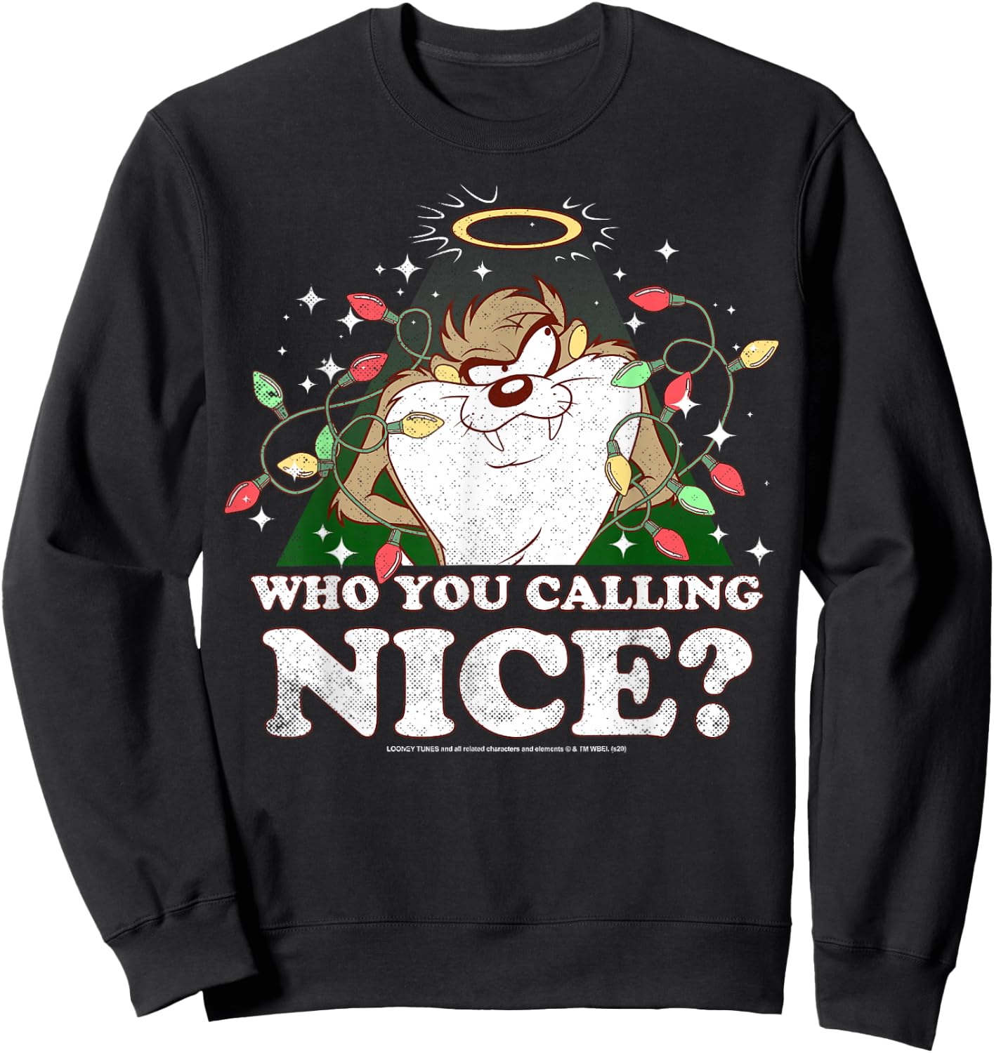 Looney Tunes Christmas Taz Who You Calling Nice Sweatshirt - Sweatshirt | Black