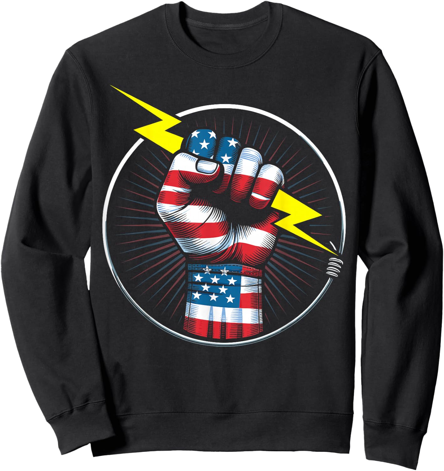 Electrician hero American flag electrical worker Sweatshirt - Sweatshirt | Black