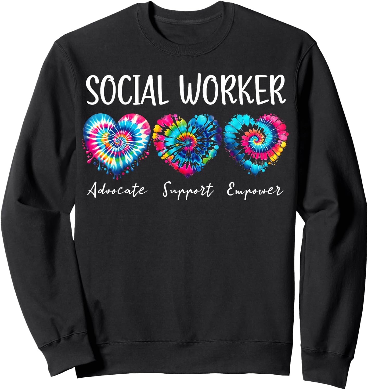 Tie dye heart Social Work Month Child Family Social Worker Sweatshirt - Sweatshirt | Black