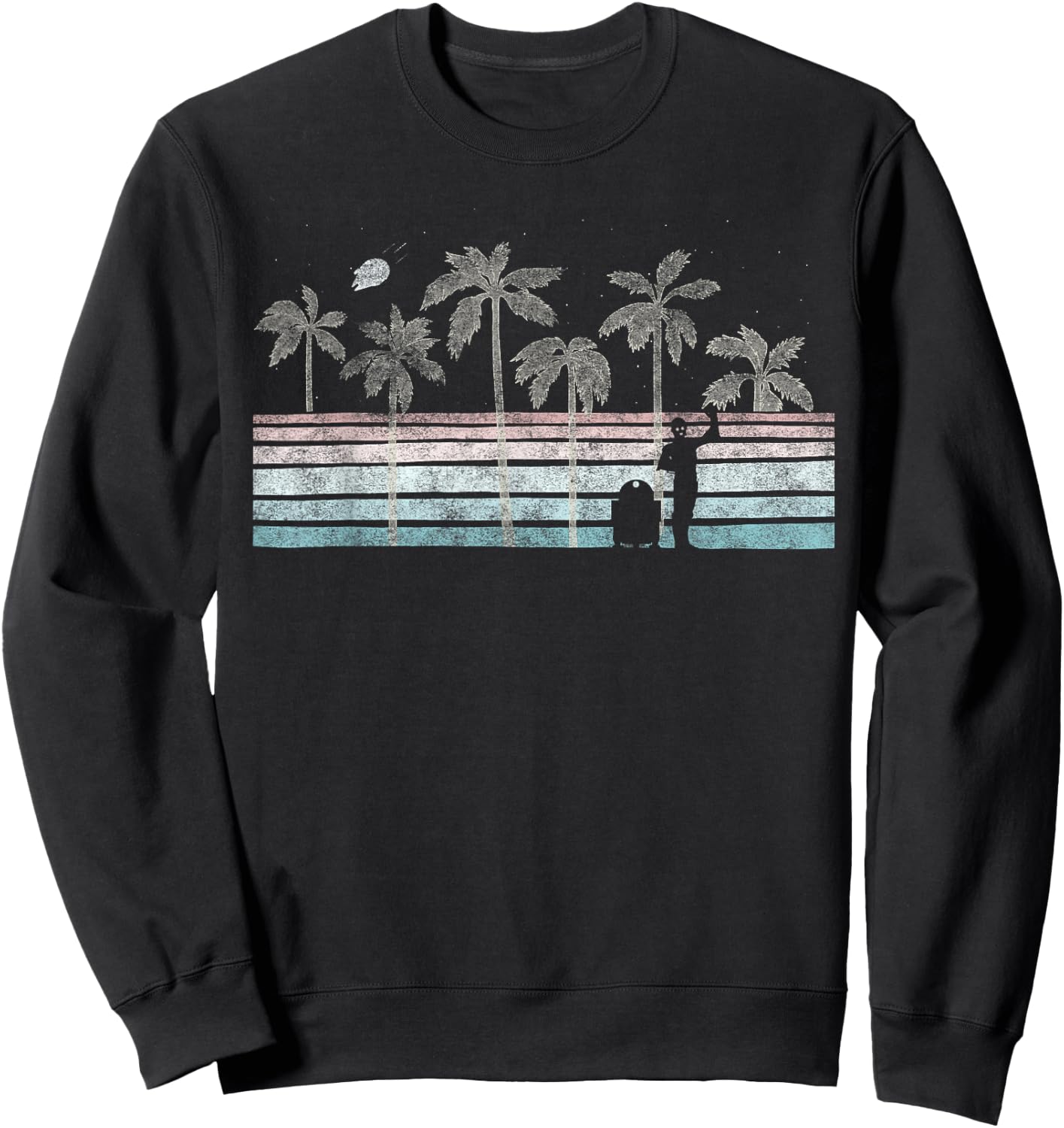 Star Wars R2-D2 & C-3PO Tropical Retro Stripe Sweatshirt - Sweatshirt | Black